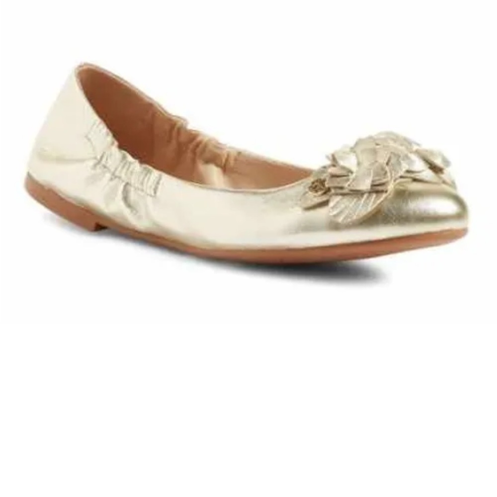 Tory Burch Blossom Ballet Flat Grained Metallic in Spark Gold - Picture 9 of 9
